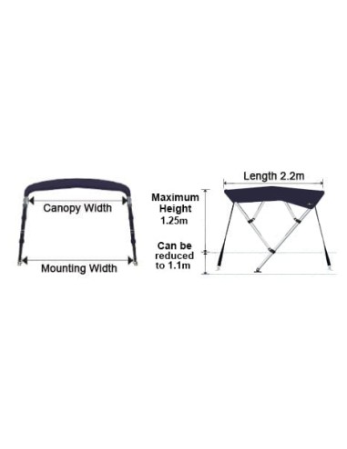 BIMINITOP ACERO INOX 4 ARC. (MA 263-3G)1.9 a...