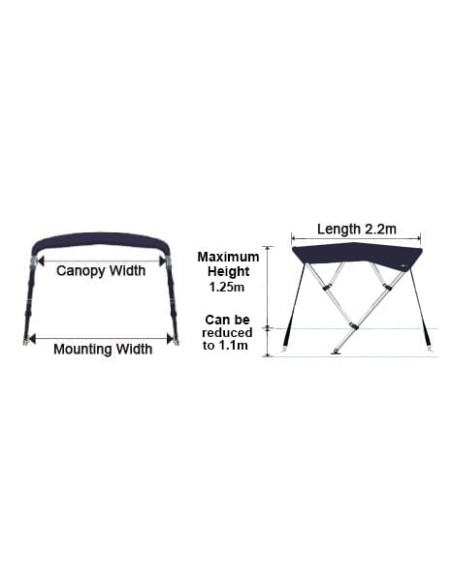 BIMINITOP ACERO INOX 4 ARC. (MA 263-2G)1.7 a 1.9mt.