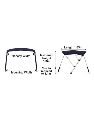 BIMINITOP ACERO INOX 3 ARC. (MA 262-3G)1.9 a...