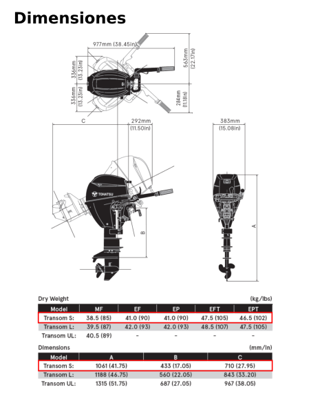 MOTOR TOHATSU MFS 9.9 HP CY S