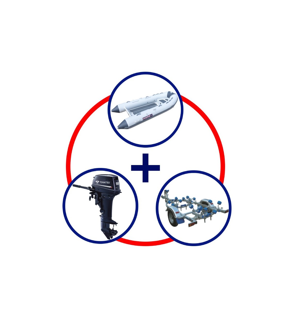 KIT HIDRO ALU 360 + MOTOR TOHATSU 18HP 2T.+TRAILER COBIA 420