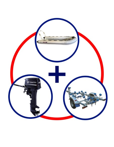 KIT HIDRO ALU 430 + MOTOR TOH.30 HP 2T.+TRAILER COBIA 420