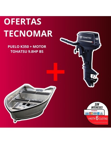 BOTE PUELO K350+MOTOR TOHATSU 2T 9.8HP BS