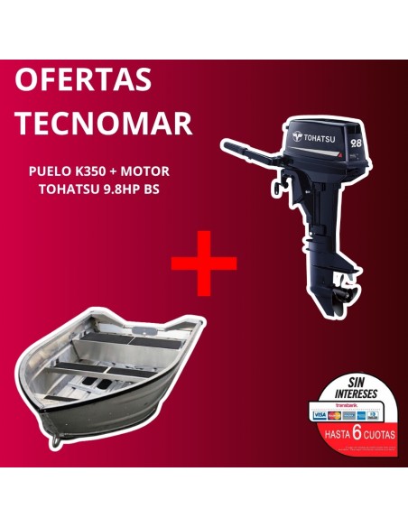 BOTE PUELO K350+MOTOR TOHATSU 2T 9.8HP BS