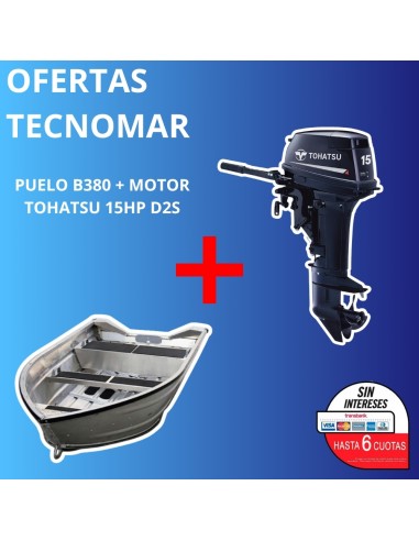 BOTE PUELO B380+MOTOR TOHATSU 2T 15HP D2S