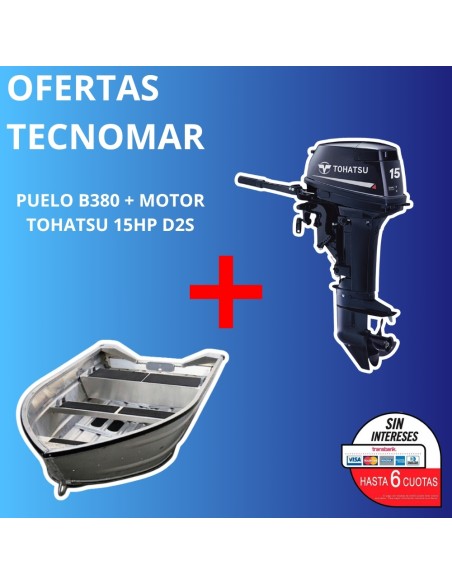 BOTE PUELO B380+MOTOR TOHATSU 2T 15HP D2S
