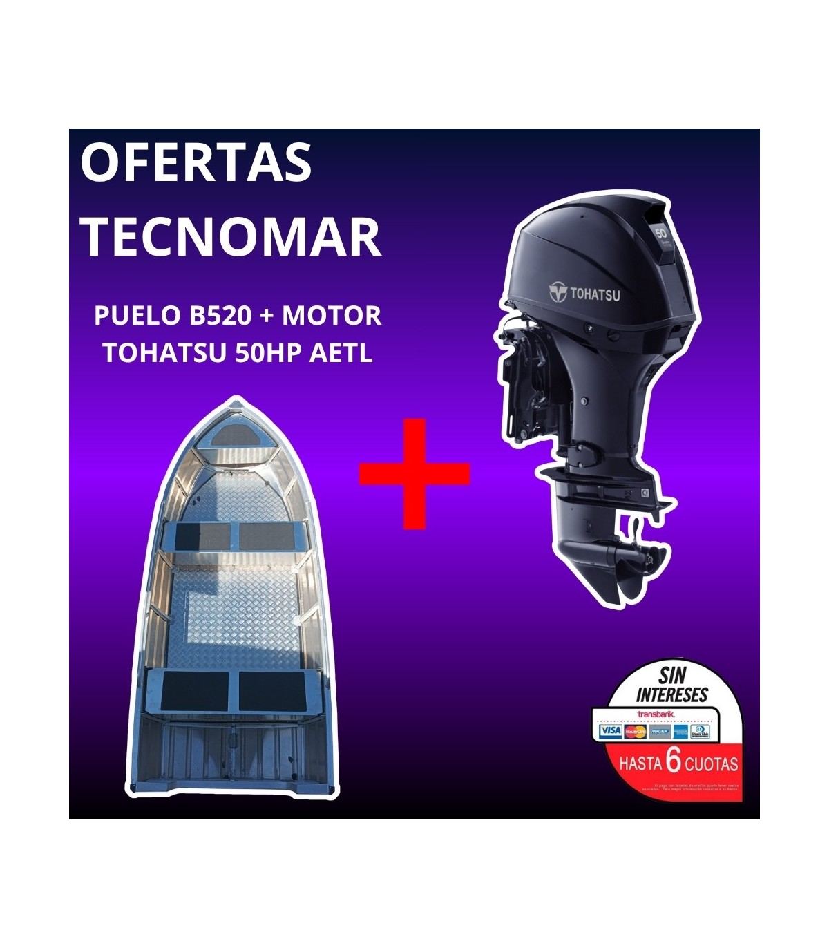 BOTE PUELO B520+MOTOR TOHATSU MFS 50HP A ETL