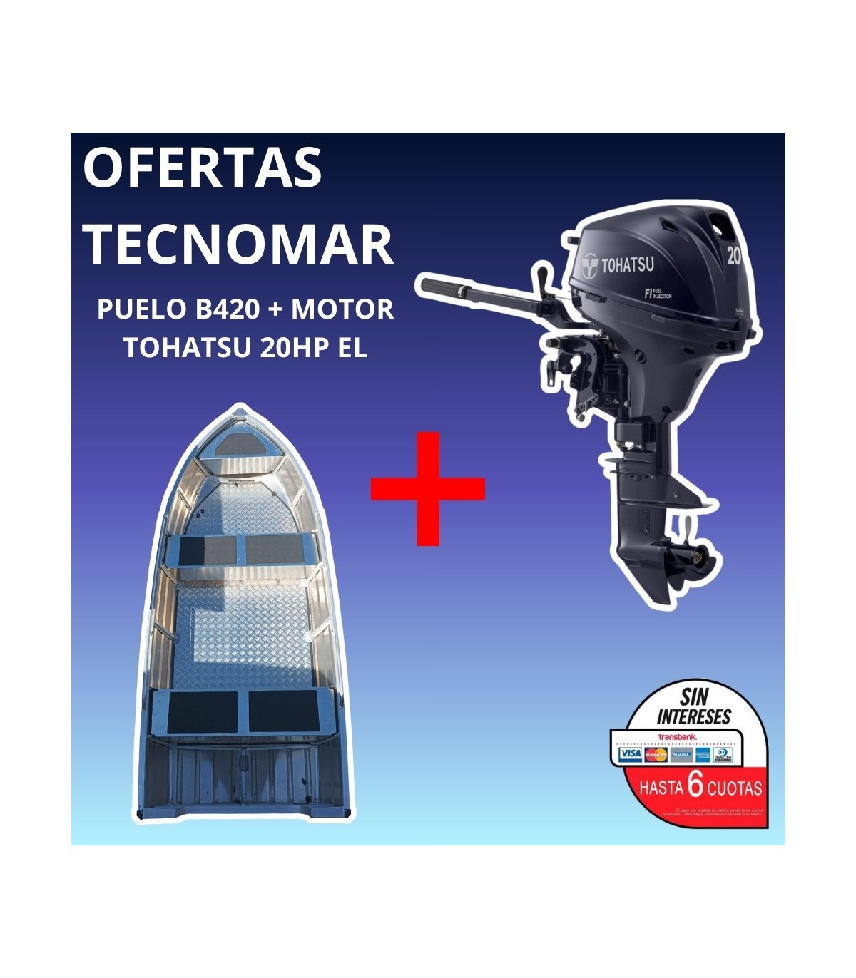 BOTE PUELO B420+MOTOR TOHATSU MFS 20HP EL