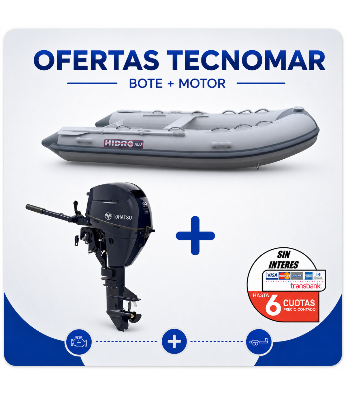 KIT HIDRO ALU 300 + MOTOR TOHATSU MFS 9.9HP