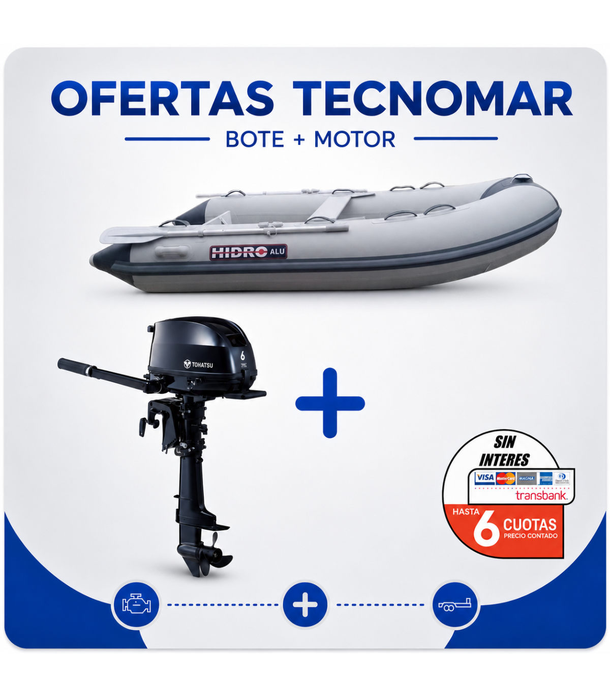 KIT HIDRO ALU 270 + MOTOR TOHATSU MFS 6HP
