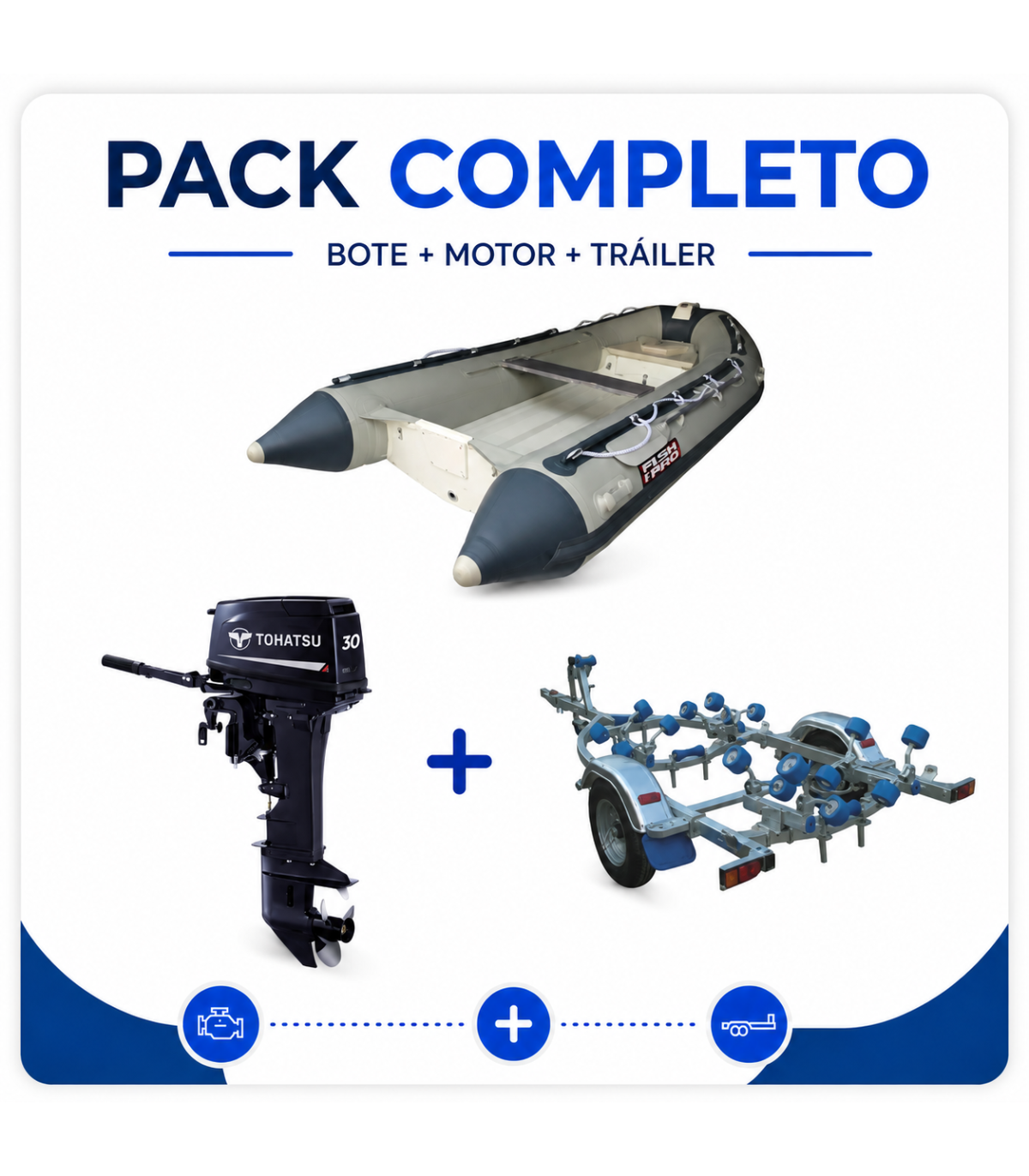 KIT BOTE RIB 380 +MOTOR TOH. 30HP 2T.+COBIA 420