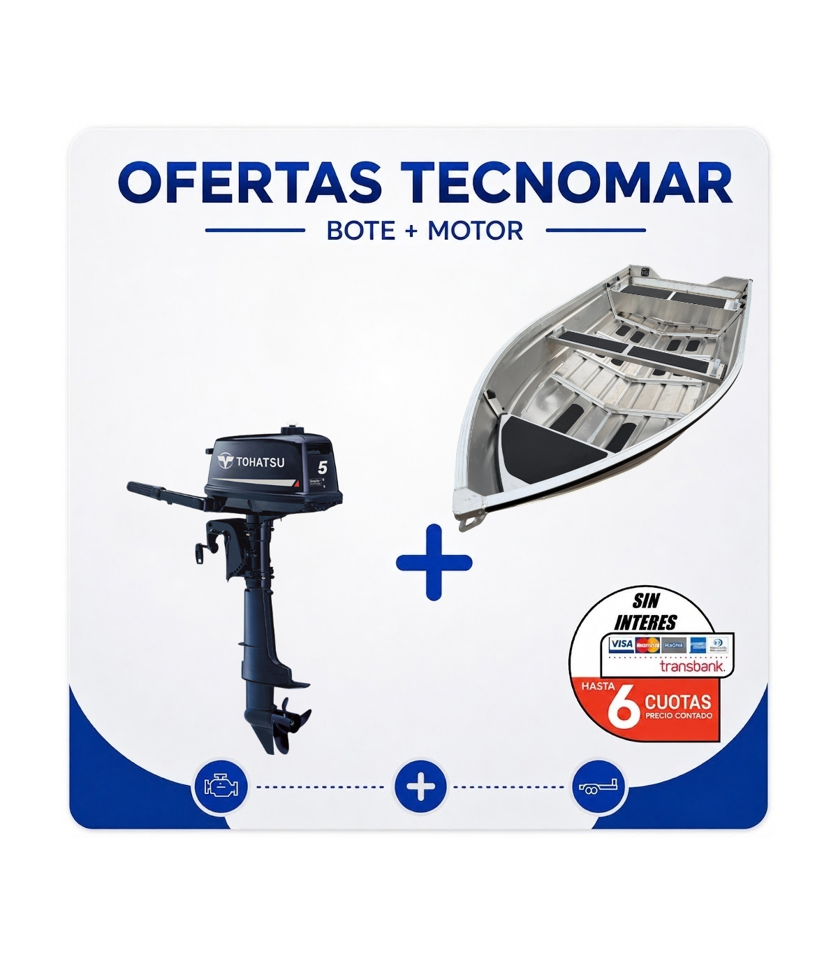 BOTE PUELO 350+MOTOR TOHATSU 2T 5HP BDS