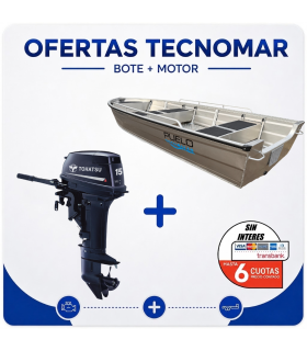BOTE PUELO B380+MOTOR TOHATSU 2T 15HP D2S