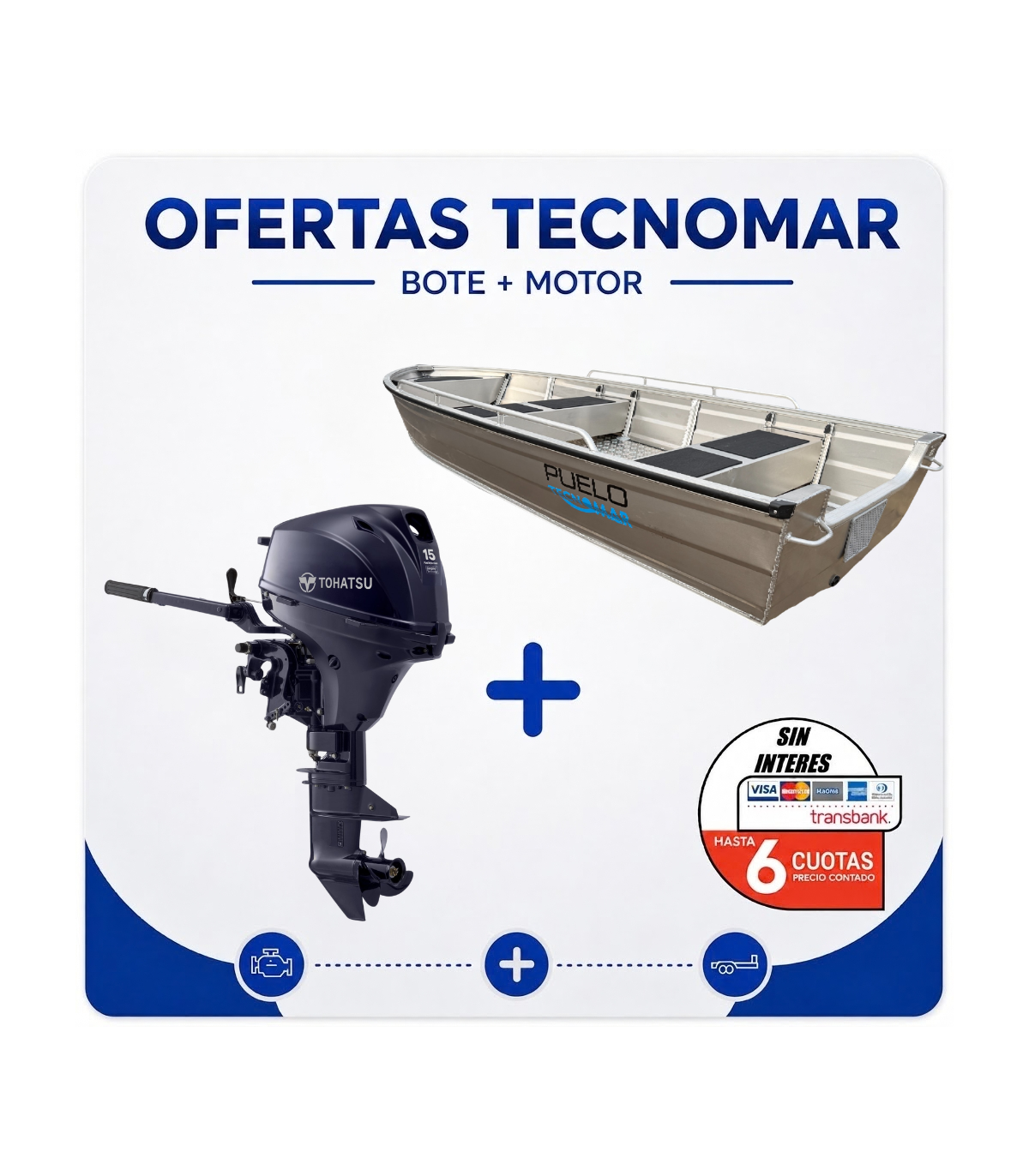 BOTE PUELO B380+MOTOR TOHATSU MFS 15HP ES
