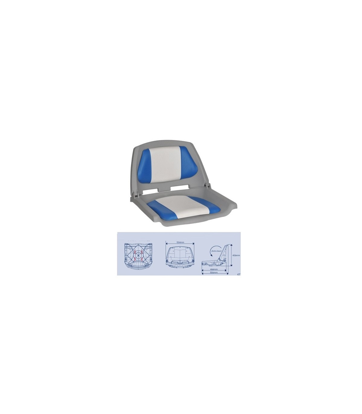 ASIENTO PVC(MA 702-21)C/TAPIZ BLANCO/AZUL