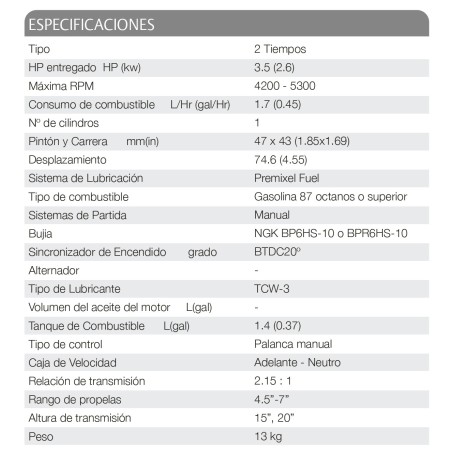 MOTOR TOHATSU 3.5 HP B2S