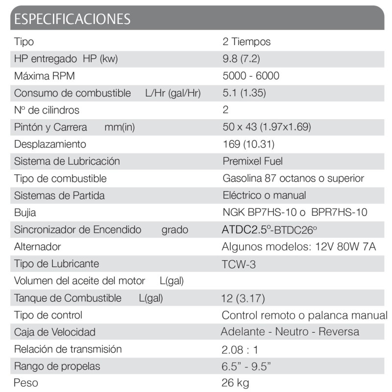 MOTOR TOHATSU 9.8 HP BS