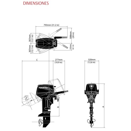 MOTOR TOHATSU 9.8 HP BS