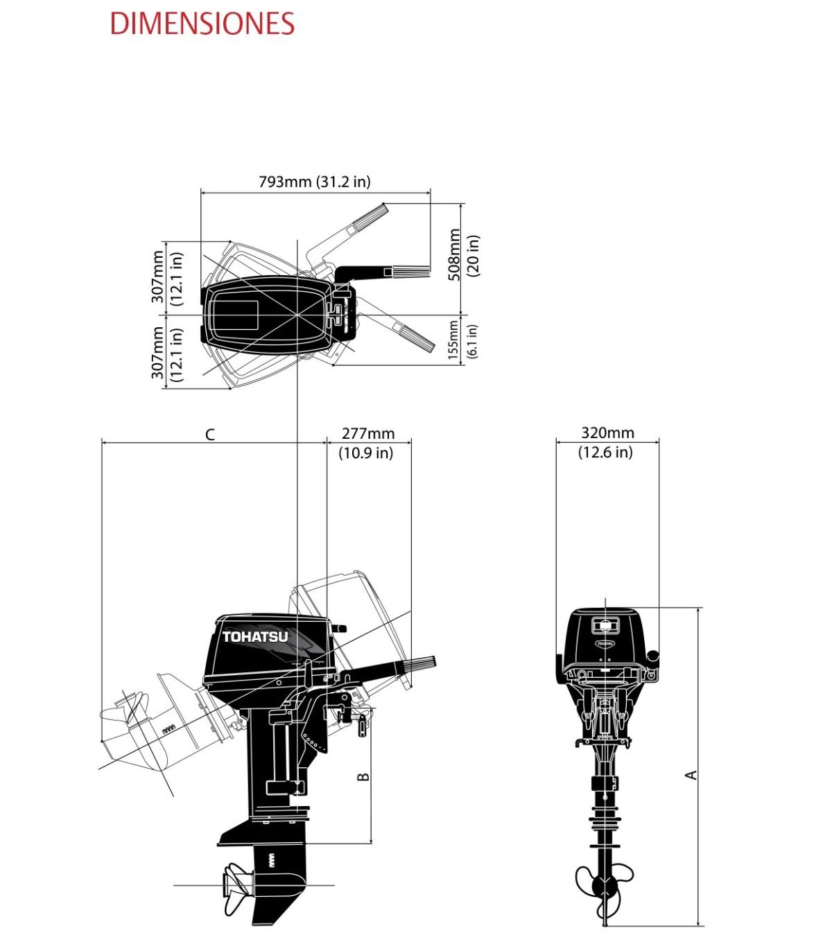 MOTOR TOHATSU 9.8 HP EFL