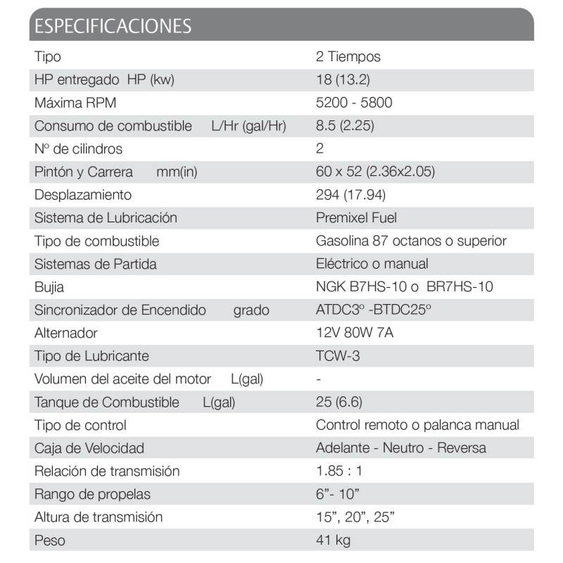MOTOR TOHATSU 18 HP E2S