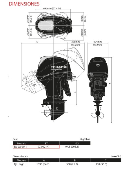 MOTOR TOHATSU MFS 40 HP AETL