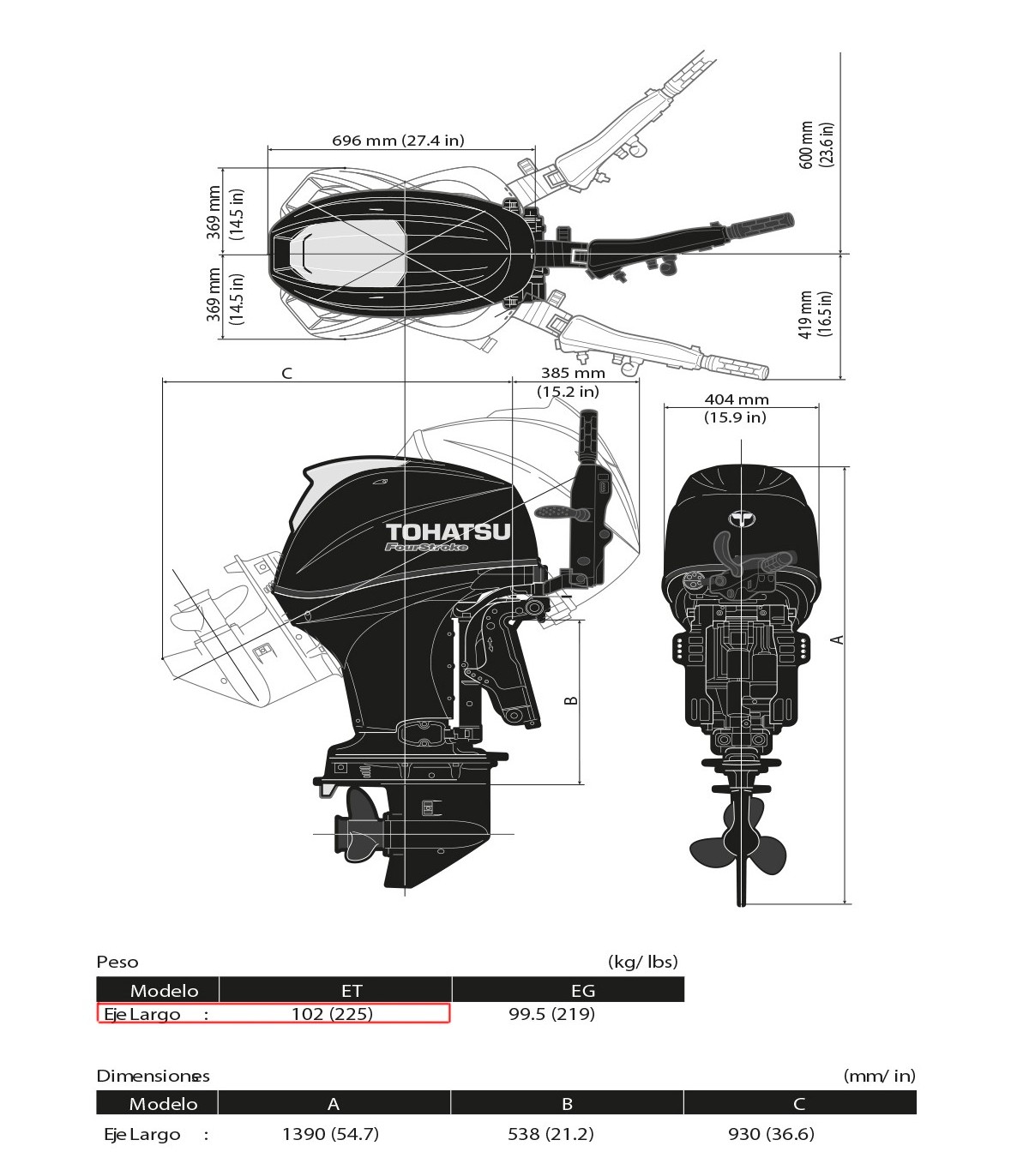 MOTOR TOHATSU MFS 40 HP AETL