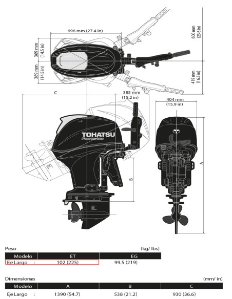 MOTOR TOHATSU MFS 40 HP AETL