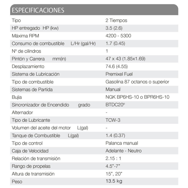 MOTOR TOHATSU 3.5 HP B2L