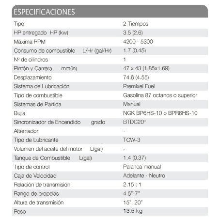 MOTOR TOHATSU 3.5 HP B2L