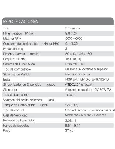 MOTOR TOHATSU 9.8 HP BL