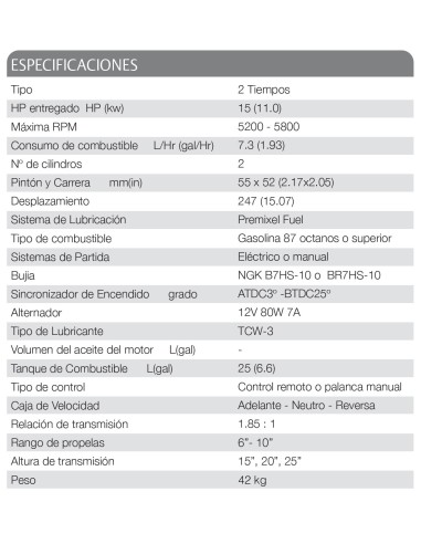 MOTOR TOHATSU 15 HP D2L
