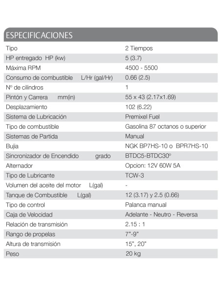 MOTOR TOHATSU 5 HP BDS