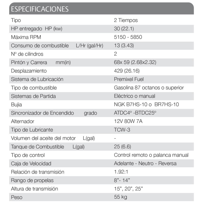 MOTOR TOHATSU 30 HP H EFS