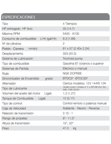MOTOR TOHATSU MFS 20 HP E EFS