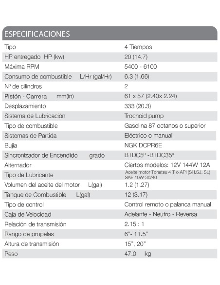 MOTOR TOHATSU MFS 20 HP E EFS