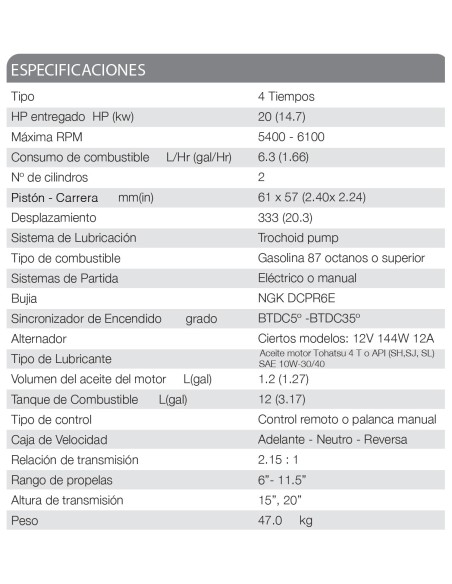 MOTOR TOHATSU MFS 20 HP E EPL