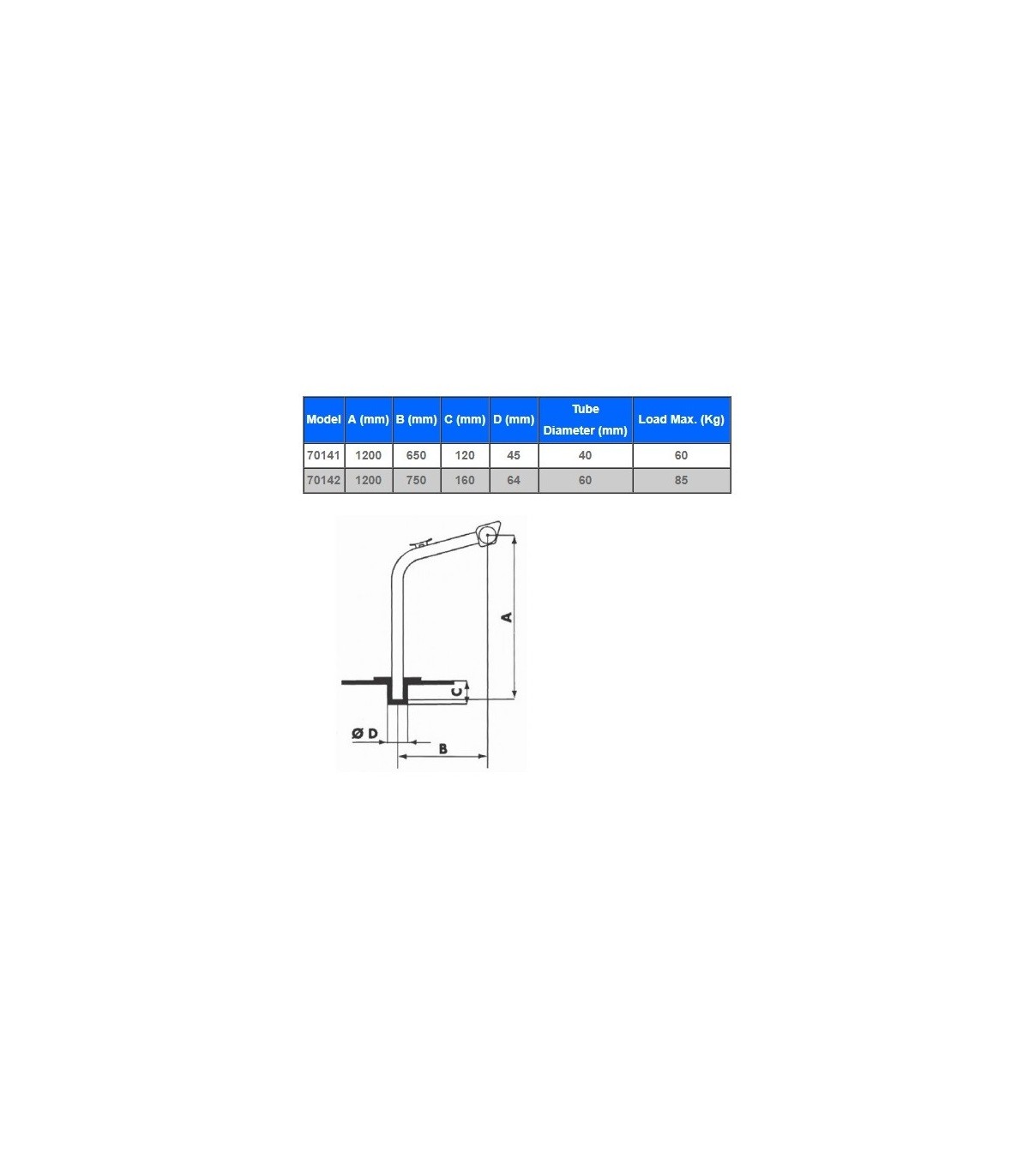 PESCANTE DAVIT 60KG (70141)